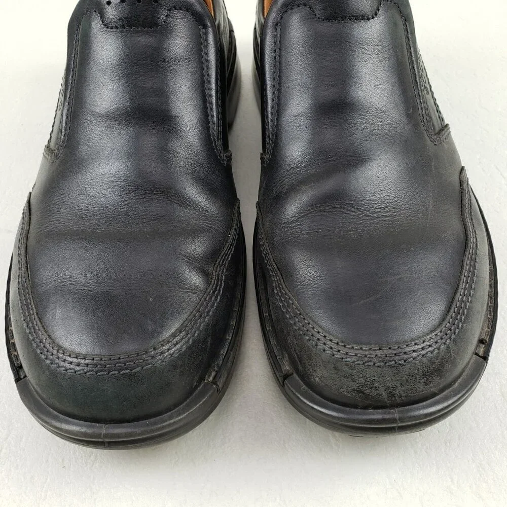 Ecco Fusion Slip On Loafer Shoe Mens 10-10.5 EU 44 Black Leather Casual Comfort
